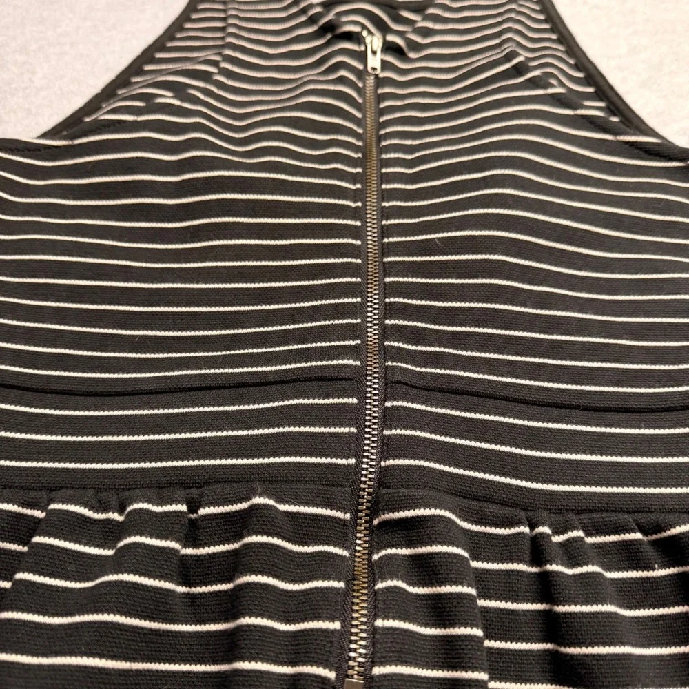 Madewell Black White Striped Fit‎ Flare Dress Sleeveless Racerback Size Medium